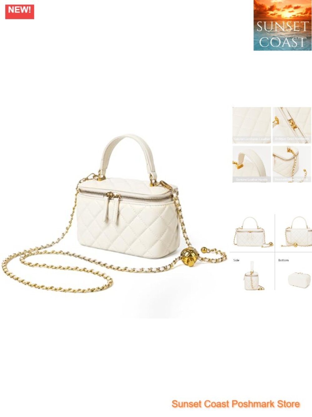 Small Quilted Box Crossbody Purse in Lambskin Leather